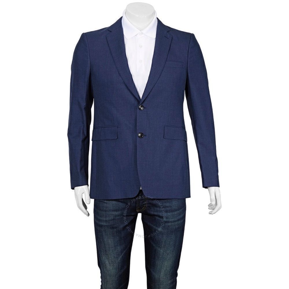 Burberry Classic Fit Wool Tailored Blazer Steel Blue Melange, NWT